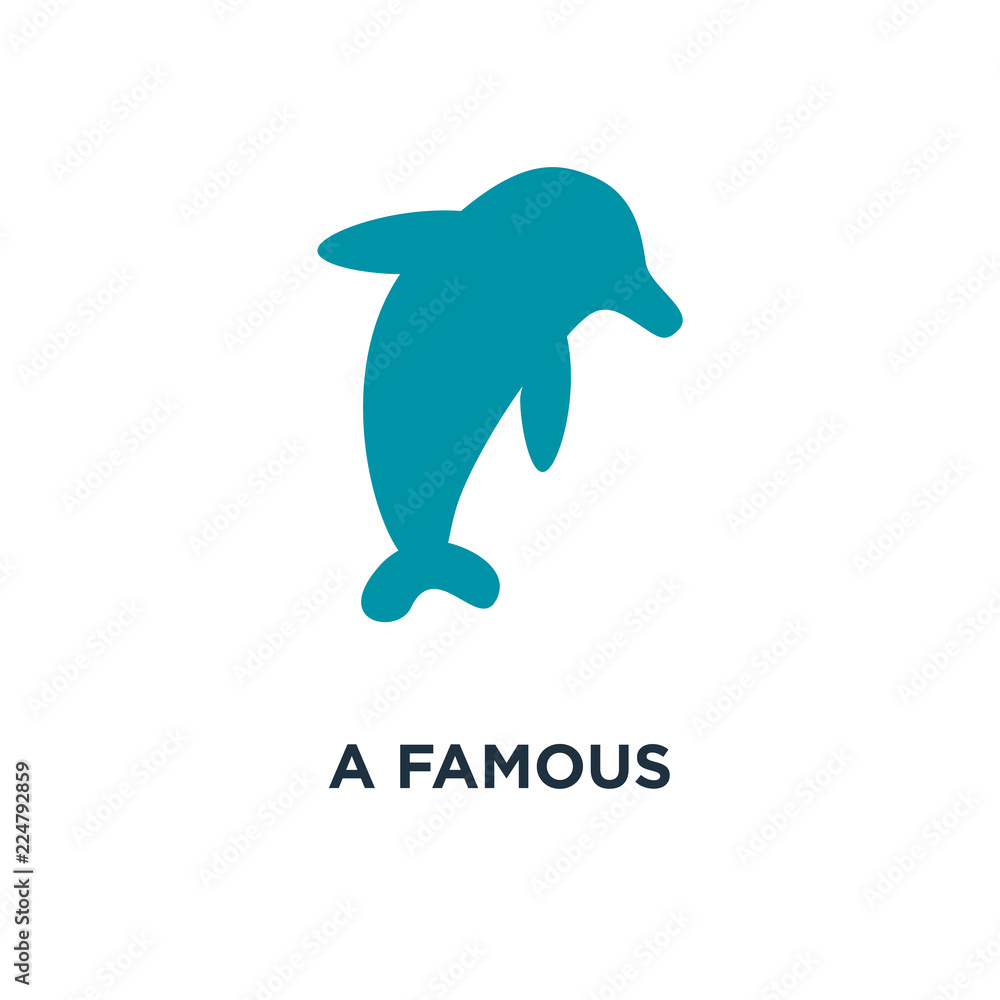 Naklejka premium a famous spectacular dolphin jump icon. flat concept symbol design, vector illustration