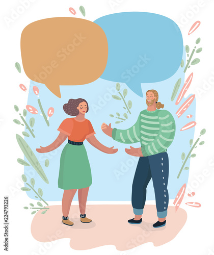 Two, 2 faces talk to each other