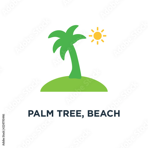 palm tree, beach island sign icon. travel concept symbol design,