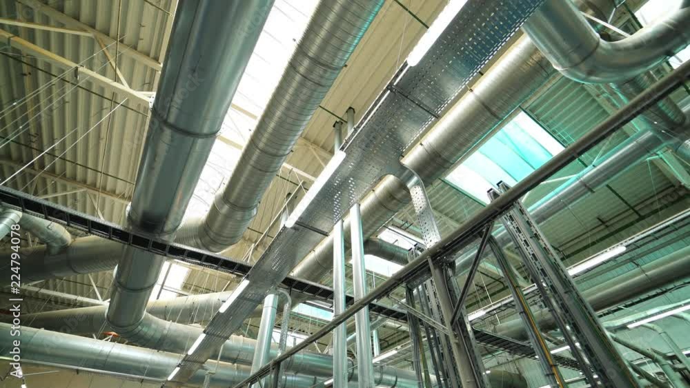 project of the pipe ventilation system at the wood-processing plant. Modern floorboard manufacturing plant project of the pipe ventilation system at the wood-processing plant. Modern floorboard manufacturing plant