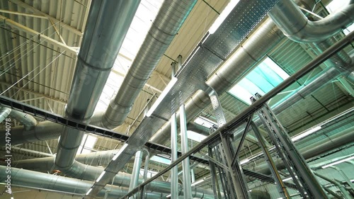 Wallpaper Mural project of the pipe ventilation system at the wood-processing plant. Modern floorboard manufacturing plant Torontodigital.ca