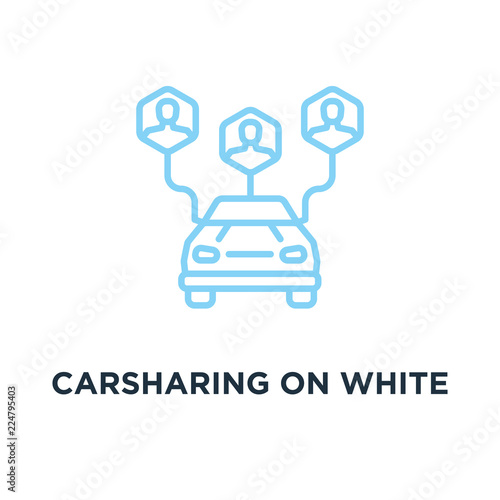 carsharing on white icon. linear style concept symbol design, ve