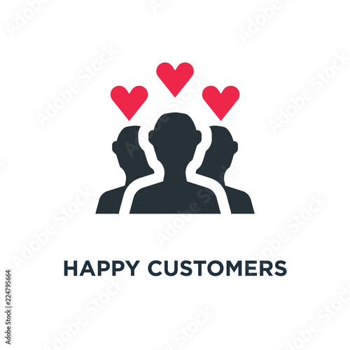 happy customers icon. client satisfaction concept symbol design,