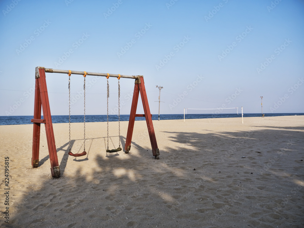 Swings on the beach of Yangyang city, South Korea Swings on the beach of Yangyang city, South Korea