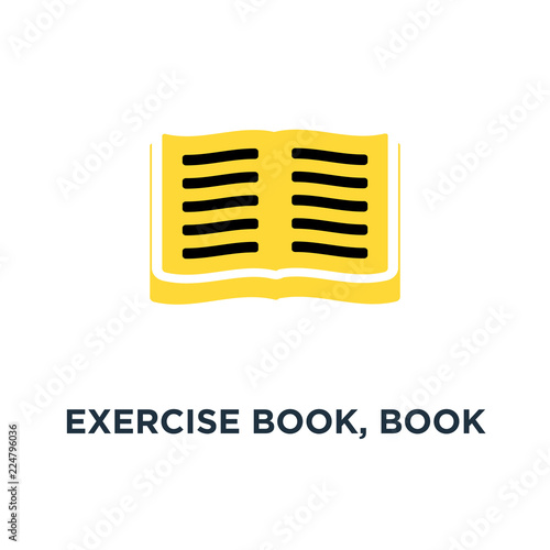 exercise book, book icon. education, book concept symbol design,
