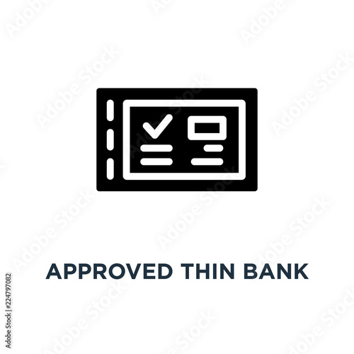 approved thin bank check book icon, symbol of dollar salary from employer or customer paying bill and compensation concept linear style trend modern ecommerce logotype graphic art design