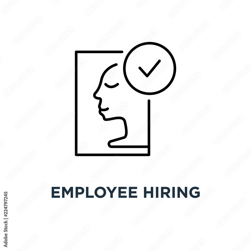 employee hiring with thin man icon, symbol of side view of face and people happy emotion like pleasure concept stroke style trend modern lineart logotype graphic art design employee hiring with thin man icon, symbol of side view of face and people happy emotion like pleasure concept stroke style trend modern lineart logotype graphic art design