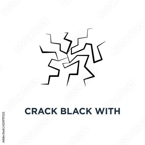 crack black with shadow, of broken surface of laptop icon, symbol pc monitor or notebook screen, simple style trend modern logotype template graphic art design concept