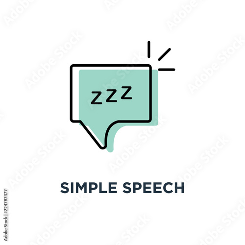 simple speech bubble with linear zzz icon, symbol of funny snoring for web and napping concept stroke style trend modern logotype graphic thin art design on blue background