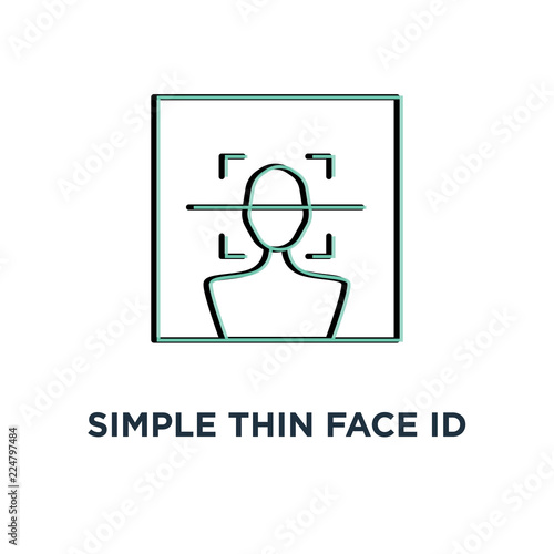 simple thin face id scan icon, symbol stroke trend modern software ui logotype graphic linear design concept of fast future facial scanner for smart phone or laptop