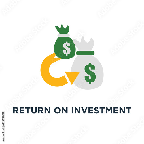 return on investment icon. finance consolidation, refinancing concept symbol design, budget planning, savings account, income growth, long term investment vector illustration