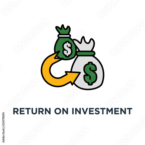 return on investment icon. finance consolidation, refinancing concept symbol design, budget planning, savings account, income growth, long term investment vector illustration