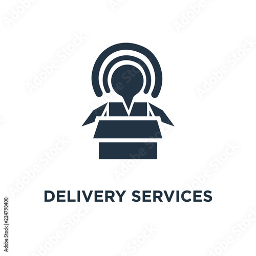 delivery services icon. opened box concept symbol design, logistics and transportation, relocation, cargo shipment, distribution mono vector illustration