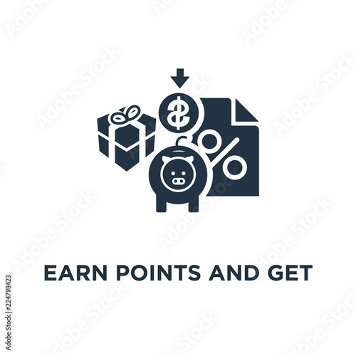 earn points and get reward icon. loyalty program concept symbol design, marketing, thin stroke vector illustration