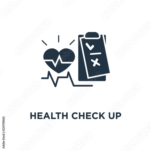 health check up checklist icon. cardiovascular disease prevention test, electrocardiography service, undergo ecg procedure, medical checkup clipboard vector illustration