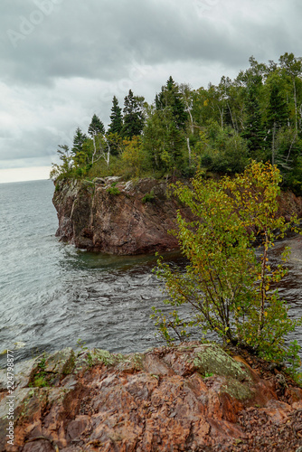 View of cliff at Tettegouche State Park in Northern Minnesota 