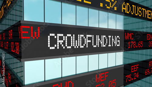 Crowdfunding Business Capital Raising Funds Stock Market Ticker 3d Illustration