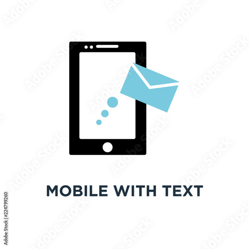 mobile with text message icon. sms, communication concept symbol design, vector illustration
