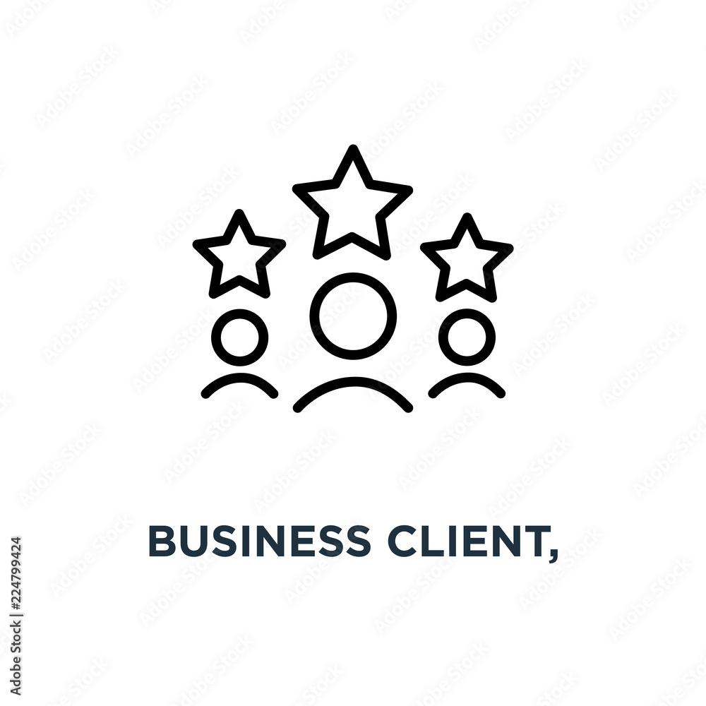 Obraz premium business client, people group with 5 stars line sign icon. eps10 concept symbol design, vector illustration