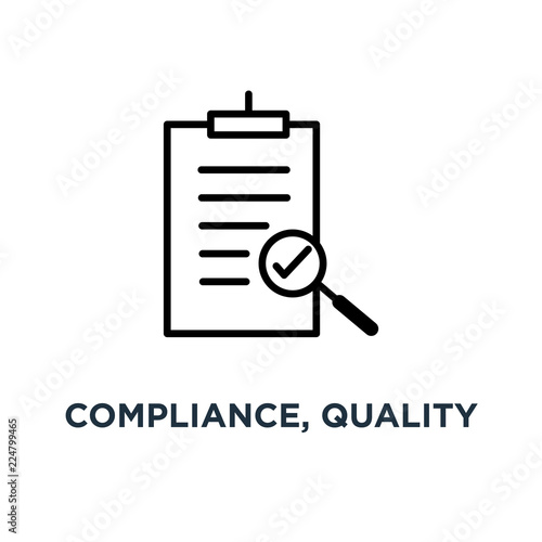 compliance, quality check line sign icon. eps10 concept symbol design, vector illustration