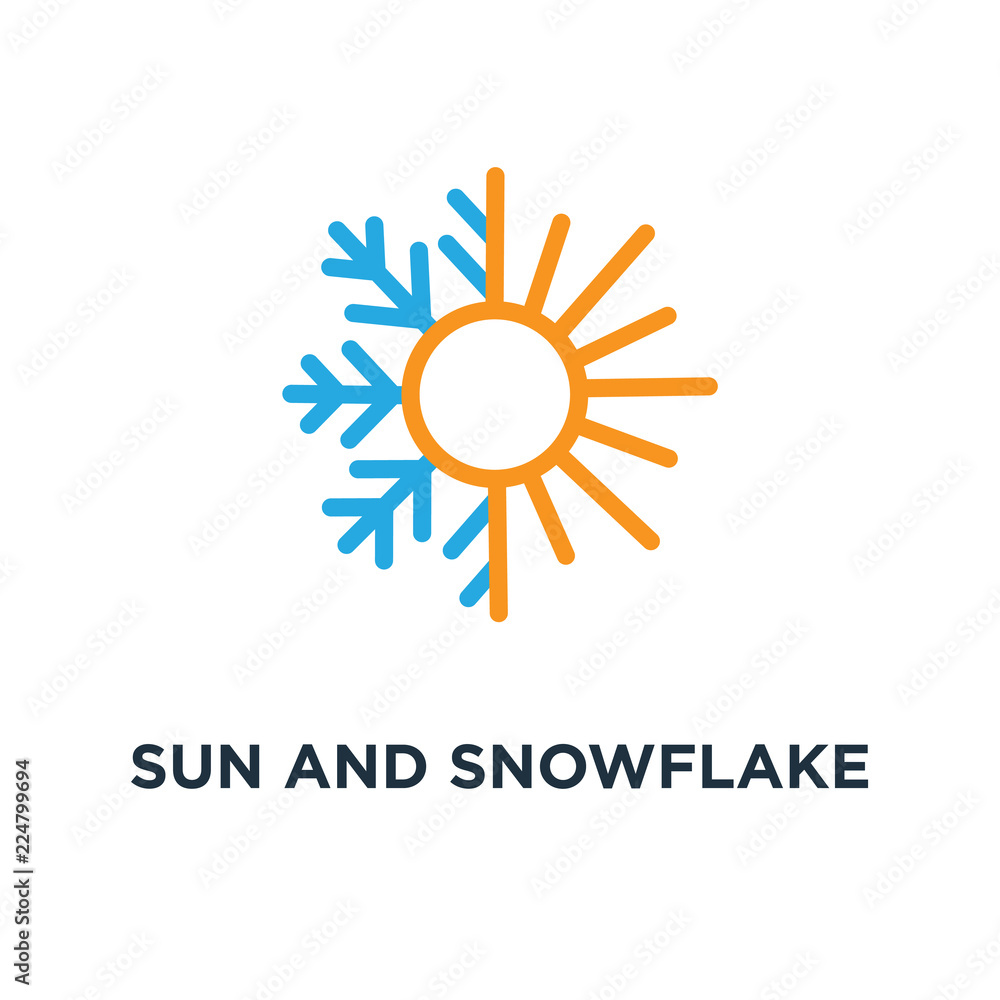 sun and snowflake icon. sun and snowflake concept symbol design, vector illustration sun and snowflake icon. sun and snowflake concept symbol design, vector illustration