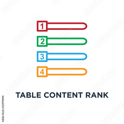 table content rank icon. table content rank concept symbol design, vector illustration