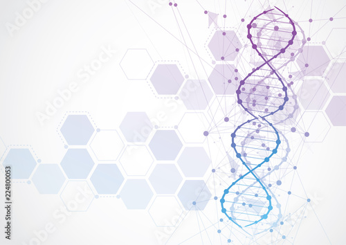 Science template, wallpaper or banner with a DNA molecules.