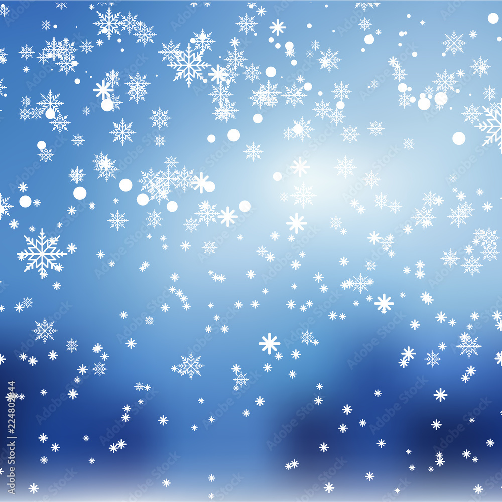 Falling shining snow or snowflakes on blue background for Happy New Year. Vector. Falling shining snow or snowflakes on blue background for Happy New Year. Vector.
