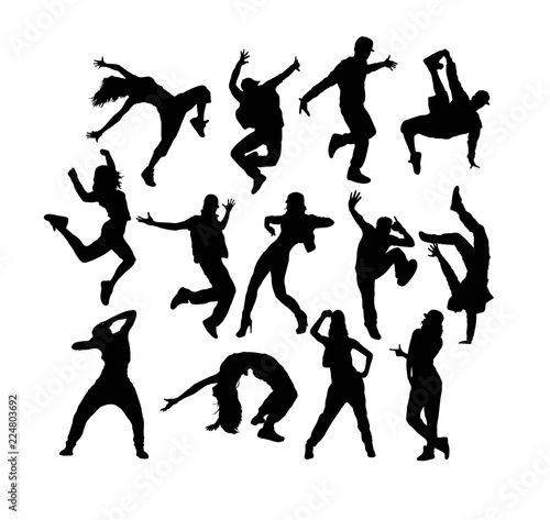 Fototapeta Naklejka Na Ścianę i Meble -  Hip Hop Dancer Silhouettes, art vector design