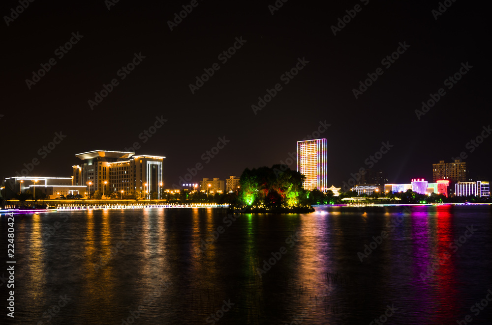 The landscape of the busy city at night