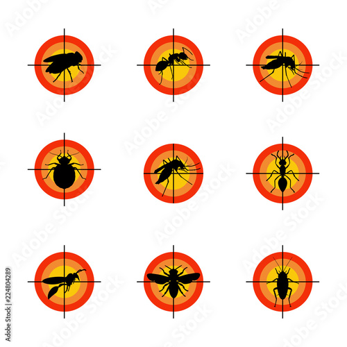 insect target logo icon design template vector set
