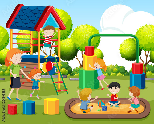 Kids playing on playground