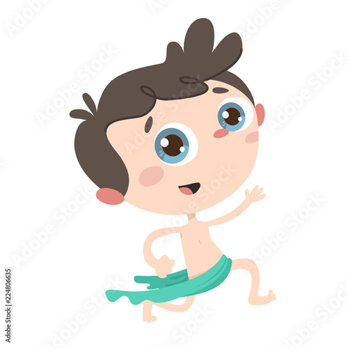 Niño baño corriendo