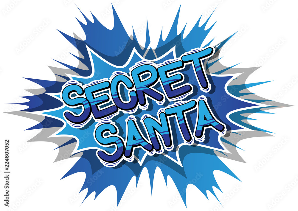 Secret Santa - Vector illustrated comic book style phrase.