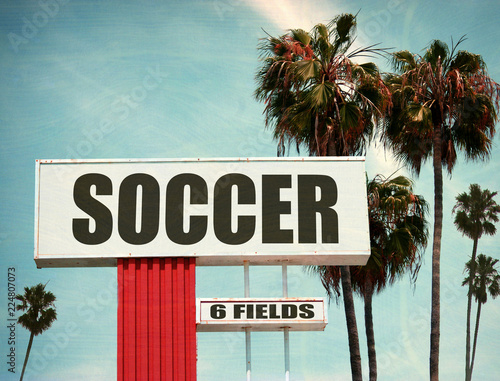 aged and worn vintage soccer field sign