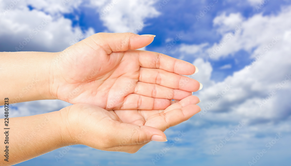human hand gesture something with sky background human hand gesture something with sky background
