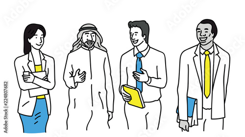Diverse business people talking