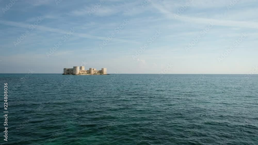 Distant Still Ocean Water View Kizkalesi Island Castle Turkey Distant Still Ocean Water View Kizkalesi Island Castle Turkey