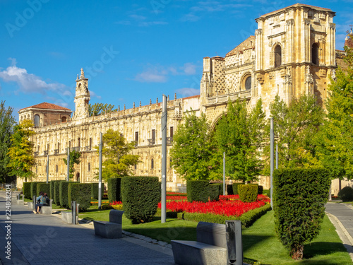 Hostal San Marcos is a beautiful complex of Renaissance buildings of a former convent, monastery and hospital on the San Marcos square plaza- Leon, Castile and Leon, Spain photo