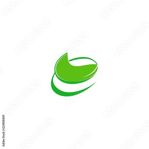 E letter with leaf nature logo design