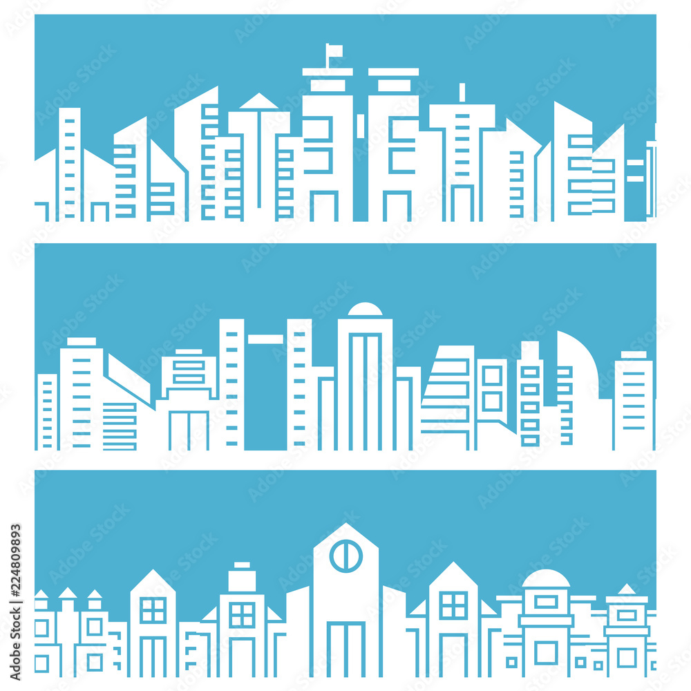 Fototapeta premium city skyscrapers skyline in blue background