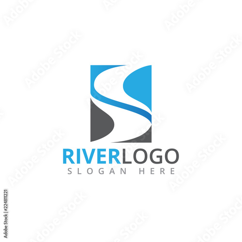 river flowing shape vector logo design