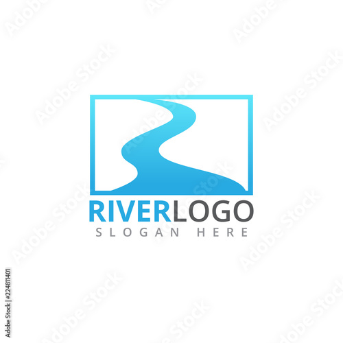 river stream flowing shape vector logo design