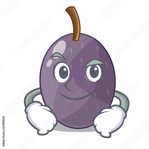 Smirking velvet tamarind fruit in bottle glass cartoon