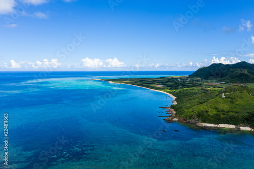 Top view of Tropical lagoon of Ishigaki island