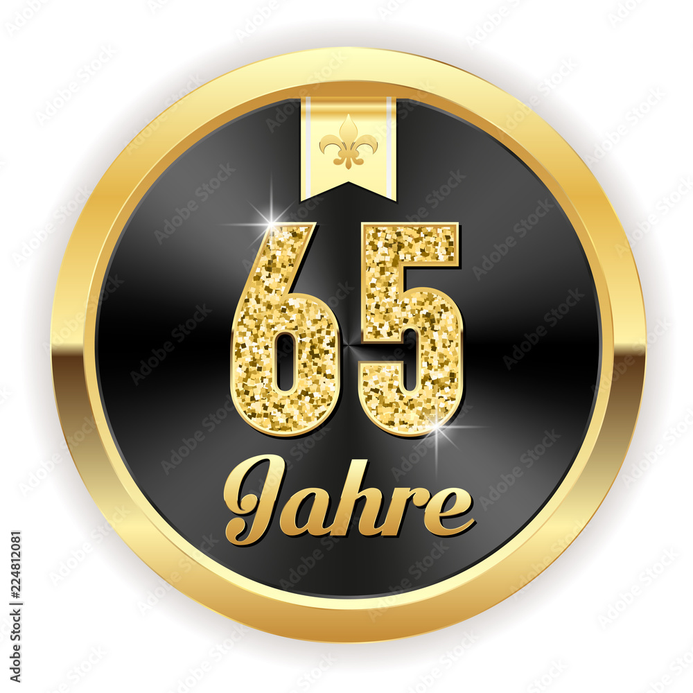 Fototapeta premium 65 Jahre - Hochzeit, Gründung, Jubiläum Button in gold
