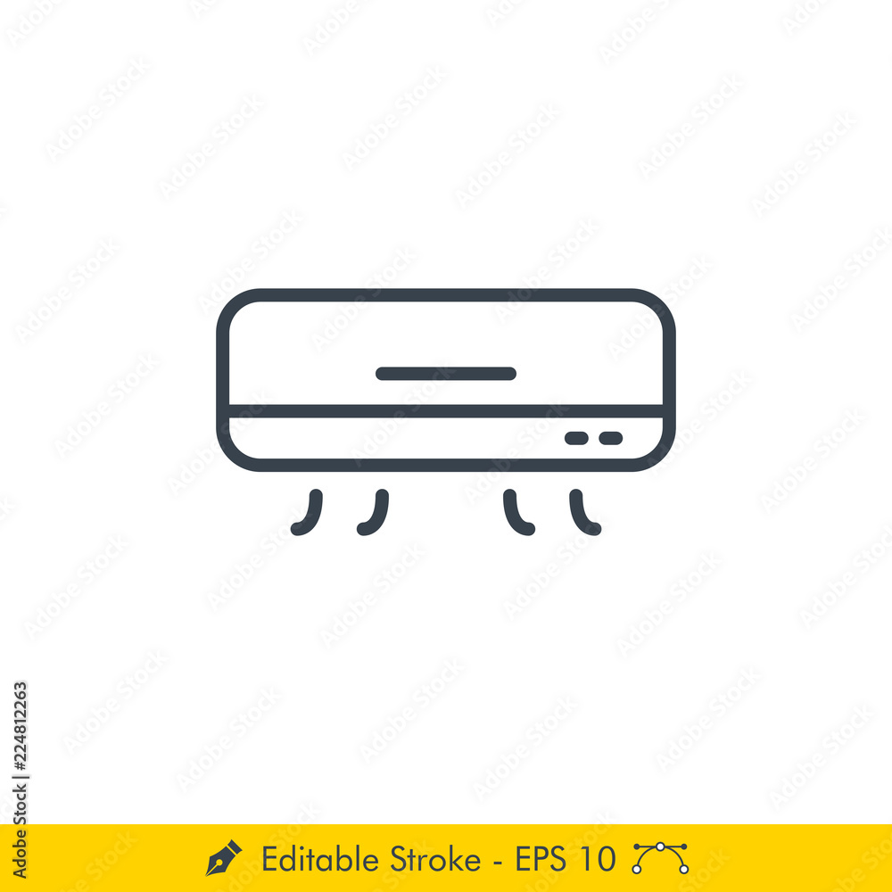 Air Conditioner Icon / Vector - In Line / Stroke Design Air Conditioner Icon / Vector - In Line / Stroke Design