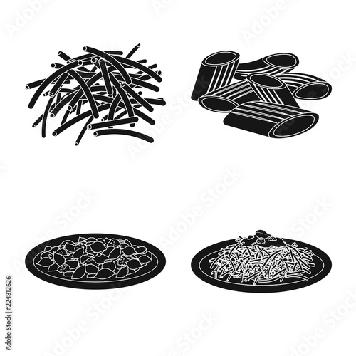 Isolated object of pasta and carbohydrate symbol. Set of pasta and macaroni stock symbol for web.