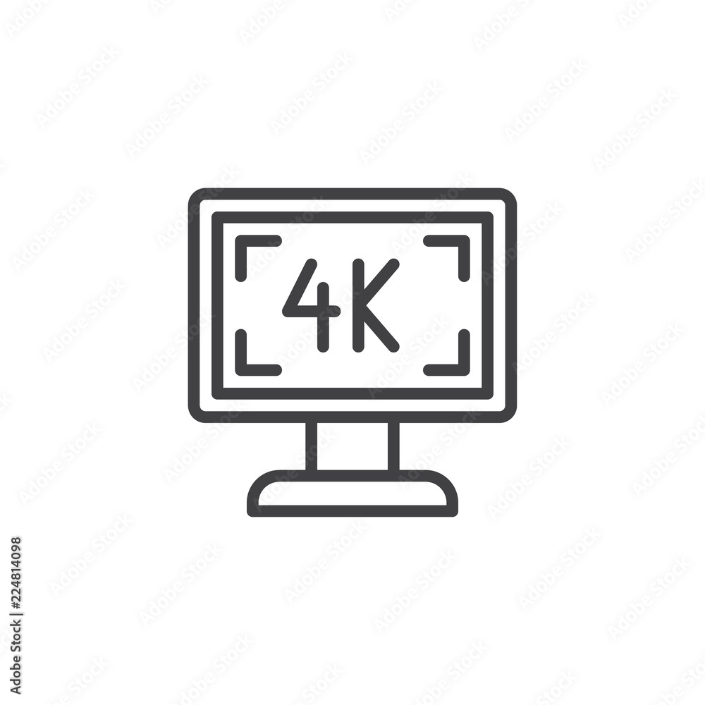 4k tv outline icon. linear style sign for mobile concept and web design. 4K screen simple line vector icon. Symbol, logo illustration. Pixel perfect vector graphics 4k tv outline icon. linear style sign for mobile concept and web design. 4K screen simple line vector icon. Symbol, logo illustration. Pixel perfect vector graphics