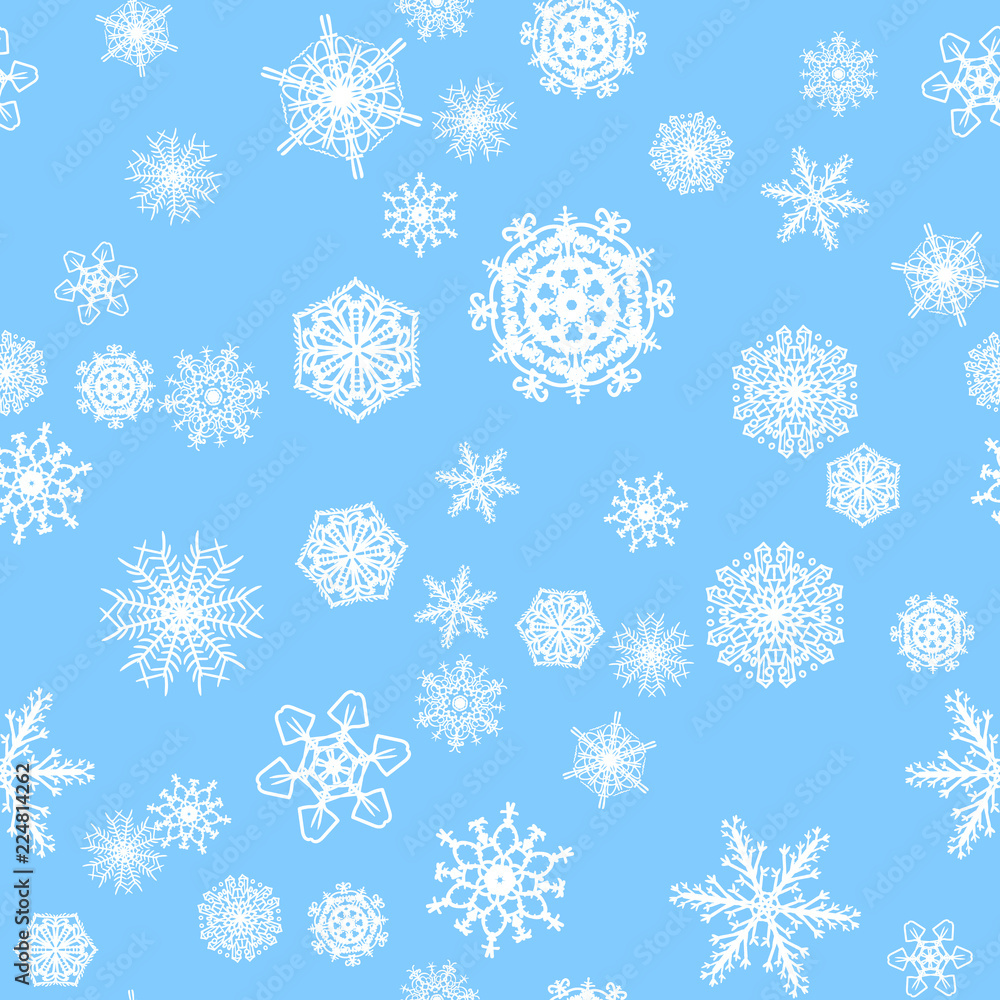 Christmas snow seamless pattern with beautiful snowflakes Christmas snow seamless pattern with beautiful snowflakes
